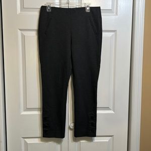 Chico’s Ankle Pants Size 1 US 8 Gray w/Black Jewel Buttons on Legs